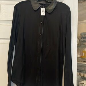 Beautiful black with leather blouse . Brand new